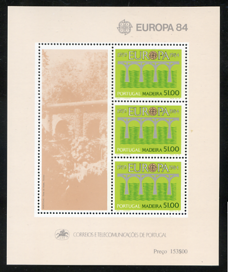 Afbeelding bij: Ver. Europa 1984 - Portugal Madeira Mi Blok 5 pf ( A)